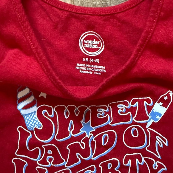 🇺🇸 Wonder Nation Red Sweet Land of Liberty Kids Tank Top - Picture 2 of 2